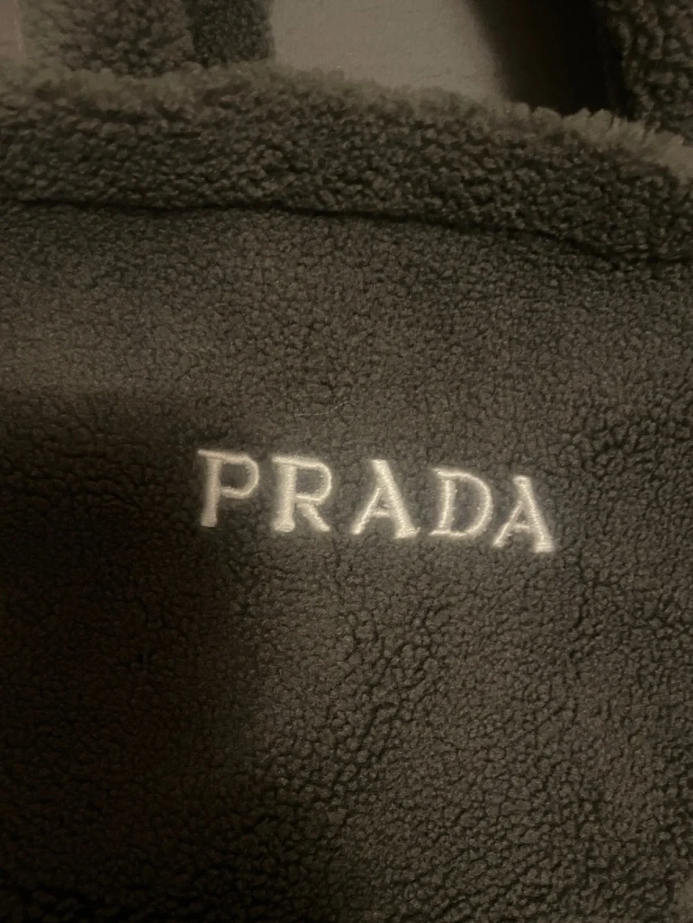 Prada Gray Sherpa Tote with White Logo - Picture 12 of 17